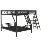 Twin over Full Bunk Bed with Loft and Desk, Metal Black, L-Shaped Design for 3 Sleepers - Grand Goldman Shop