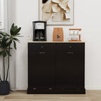 Two Drawers and Two-Compartment Tilt-Out Trash Cabinet Kitchen Trash Cabinet-Black - Grand Goldman Shop