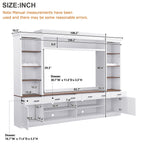 Farmhouse Entertainment Wall Unit with Bookshelf for TVs Up to 70', Walnut TV Stand with Adjustable Shelves, Mid-Century Media Console with Wine Rack for Living Room, White (NEW SKU: N721S000046K-2) - Grand Goldman Shop
