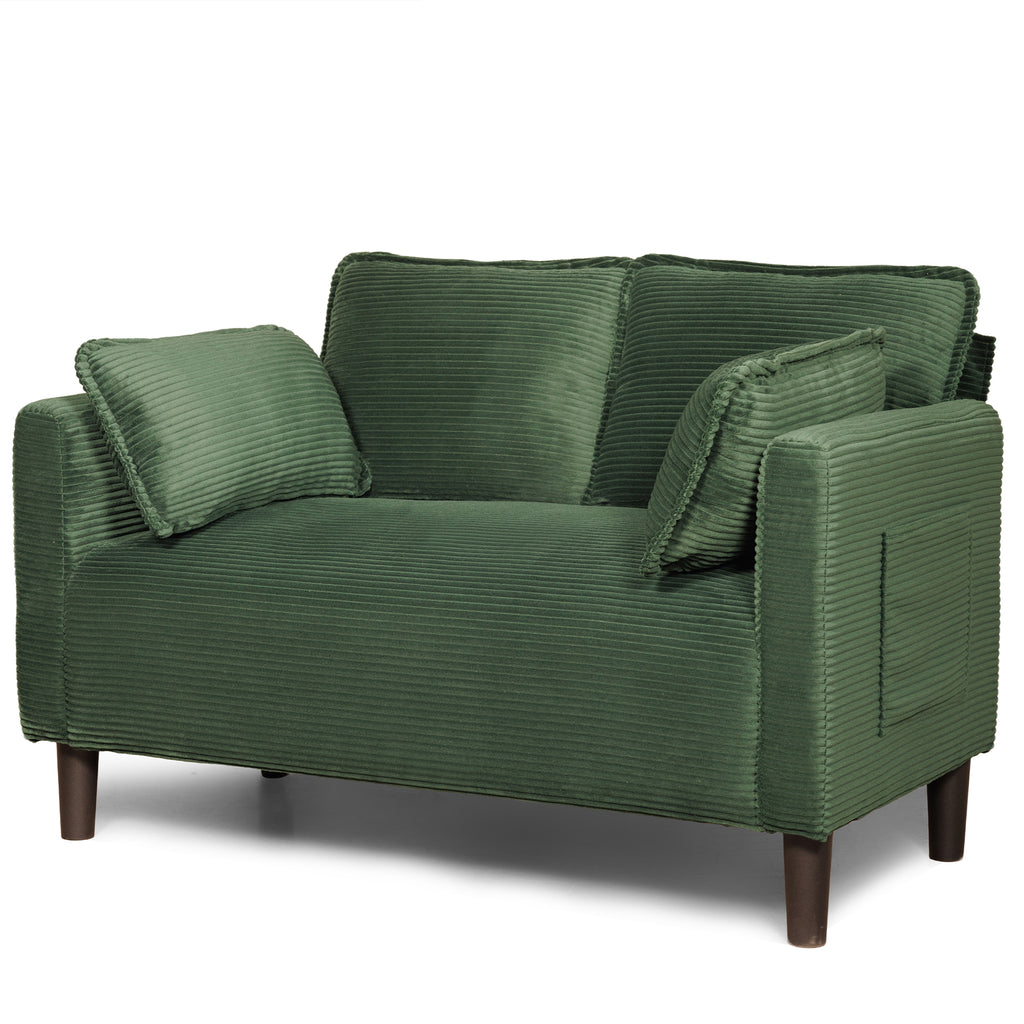 48' Soft Corduroy Loveseat Couch W/Soft Cushions,Side Storage Pocket,Sturdy Composite Board & Solid Wood Frame, High Rebound Sponge,Easy Assembly,Ideal for Living Room,Apartment,Dorm,Office. - Grand Goldman Shop