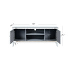 Mirrored TV Stand for 65+ inch TV,Sliver TV Console Table with Open Storage & 2 Storage Cabinets ,M Shape Sparkling Mirror Doors for Living Room(59''W x 25.2''H x 15.7D) - Grand Goldman Shop