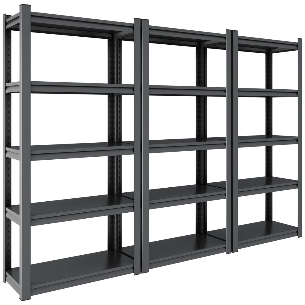 Industrial Black Metal 5 Tier Storage Shelves, Adjustable Heavy Duty Garage Shelving Unit, 72 Inch High - Grand Goldman Shop