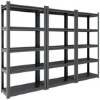 Industrial Black Metal 5 Tier Storage Shelves, Adjustable Heavy Duty Garage Shelving Unit, 72 Inch High - Grand Goldman Shop