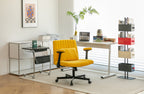 Modern Yellow Linen Criss Cross Armrest Office Chair with Wheels - Ergonomic Design for Home Office, Work & Study - Grand Gol
