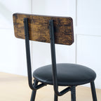 Rustic Brown Round Bar Table and Stool Set with Shelf, Upholstered Stool with Backrest, Metal & Wood, 24.17'W x 24.17'D x 36.02'H - Grand Goldman Shop