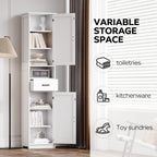 69' H Tall Bathroom Storage Cabinet with 2 Barn Doors and 1 Drawer, Narrow Storage Unit, Adjustable Shelves,Floor Cabinet for Bathroom, Living Room, Entryway,Kitchen,(White) - Grand Goldman Shop