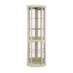 Corner Lighted Curio Cabinet Corner Glass Cabinet Lighted Curio Cabinet Corner Display Case for Living Room, Curio Cabinet, Antique collection, Wine,Bar Glass Storage Light Included,Antique White - Grand Goldman Shop