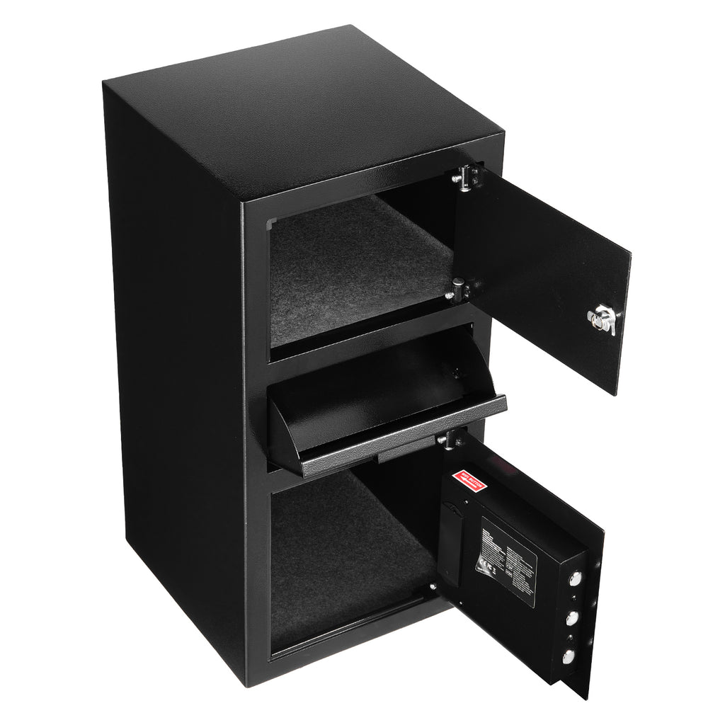 3.6 Cubic Feet Drop Safe, Large Capacity Front Drop Slot Safe Box with Digital Keypad, Heavy Duty 3 Tiers Cash Depository Box