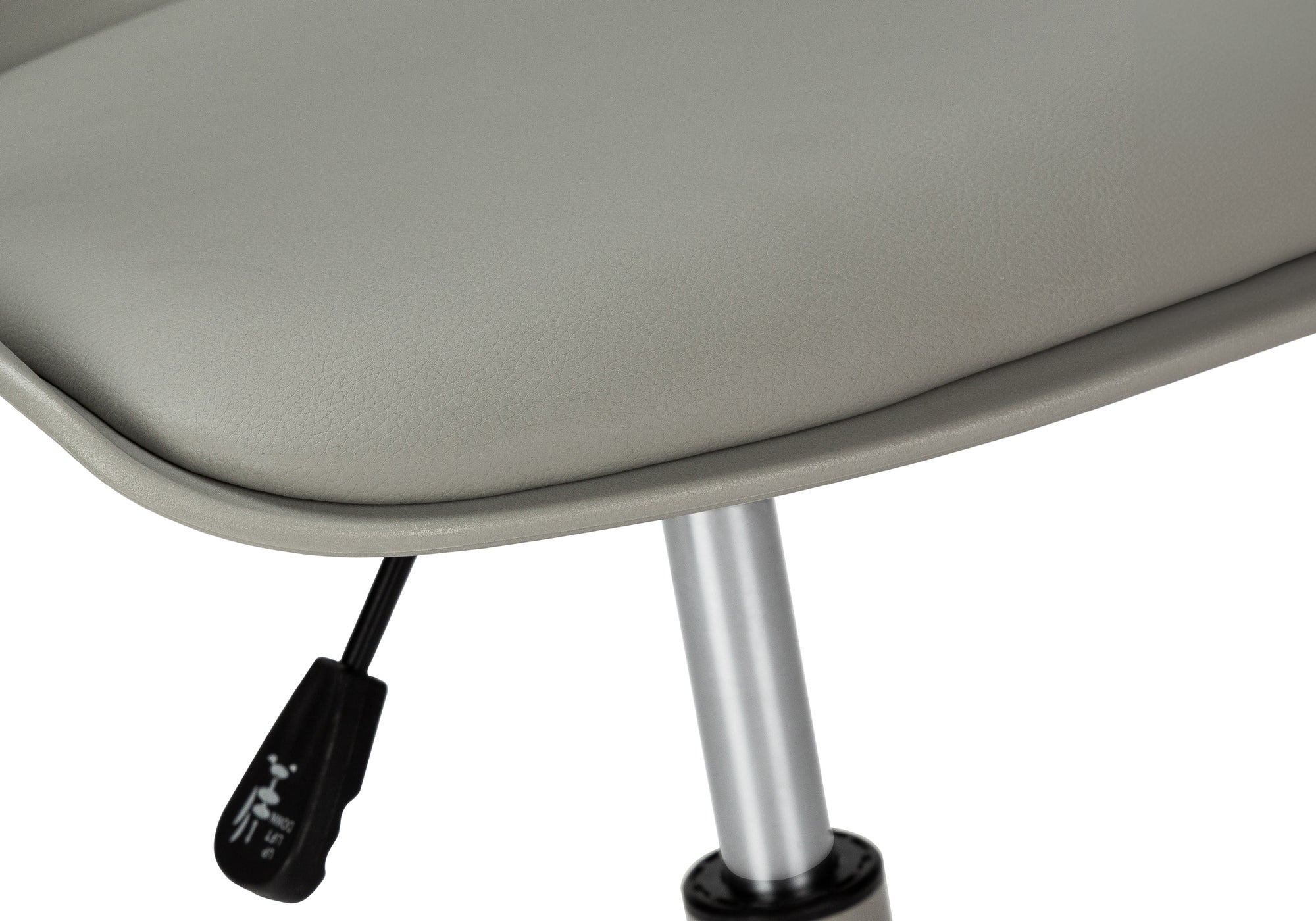 Office Chair, Adjustable Height, Swivel, Ergonomic, Computer Desk, Work, Juvenile, Grey Leather Look, Grey Metal, Contemporar