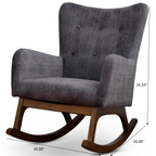 Alistair Solid Wood Rocking Chair with Stain Resistant Fabric in Brown and Dark Gray, 36x26x36.5 inches for Living Room, Nursery, Bedroom - Grand Goldman Shop
