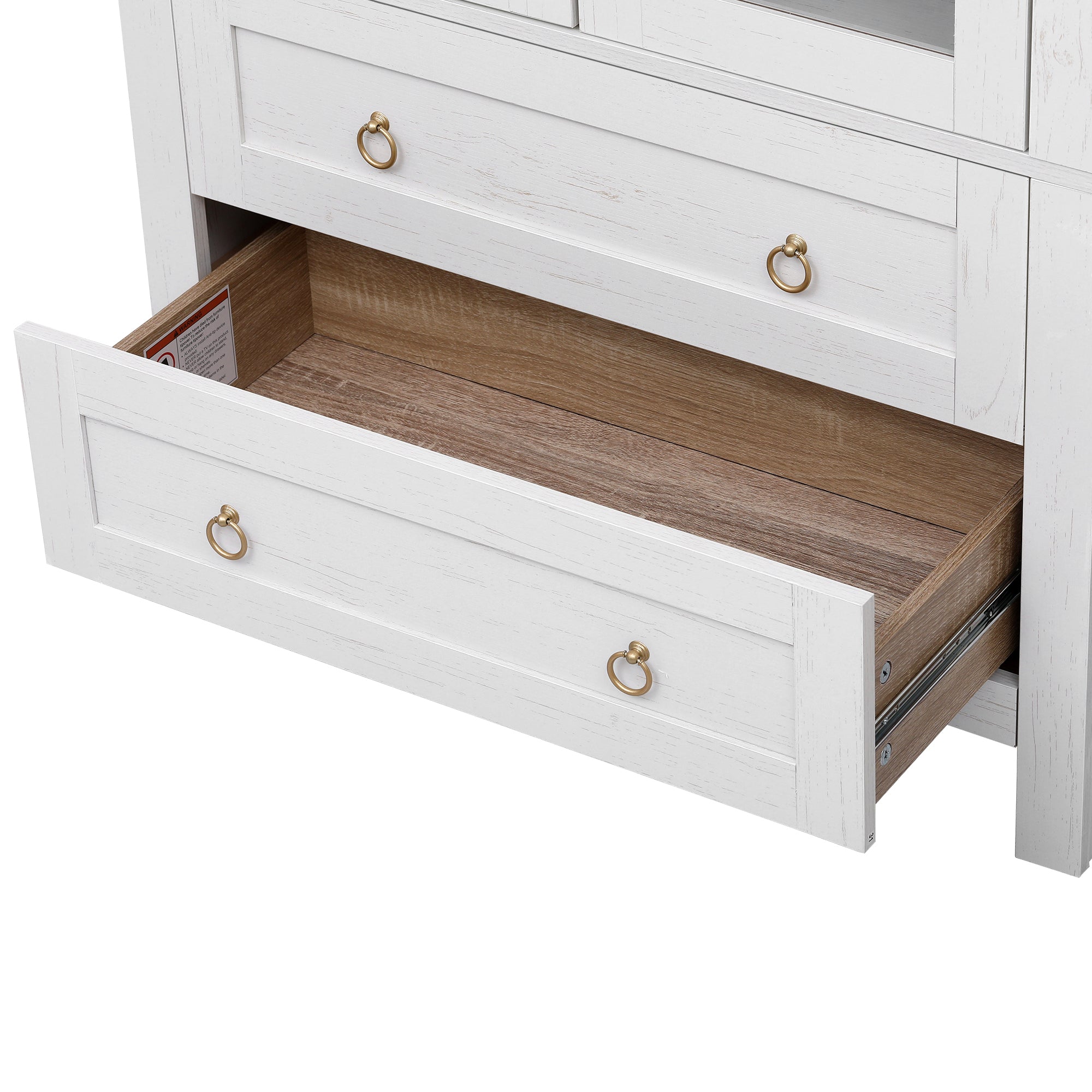 K&K 71' Tall Arched Kitchen Pantry Cabinet with 2 Large Drawers, Modern Farmhouse Kitchen Storage Cabinets with Adjustable Shelves, Glass Door, Wood Versatile Cupboard for Kitchens, Dining Room, White - Grand Goldman Shop