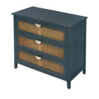 3 Drawer Cabinet, Natural rattan, American Furniture, Suitable for bedroom, living room, study - Grand Goldman Shop