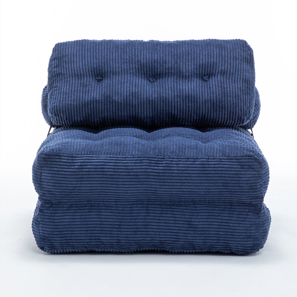 Folding Sofa Bed, Convertible Sleeper Chair with Pillow Foldable Mattress with Back Support, Portable Fold Out Chair Bed Comfy Floor Sofa Lounge for Living Room Bedroom, Dark Blue, Single - Grand Goldman Shop