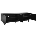 ON-TREND Graceful TV Stand with Arch Cabinets for TVs Up to 78'', Minimalist Entertainment Center with Solid Wood Legs, Practical Media Console with Adjustable Shelves for Living Room, Black - Grand Goldman Shop