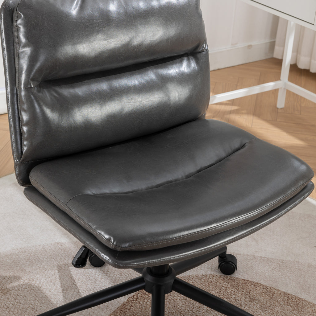 Bizerte Adjustable Swivel Criss-Cross Chair, Wide Seat/ Office Chair /Vanity Chair, Gray | Premium Home Decor - Grand Goldman