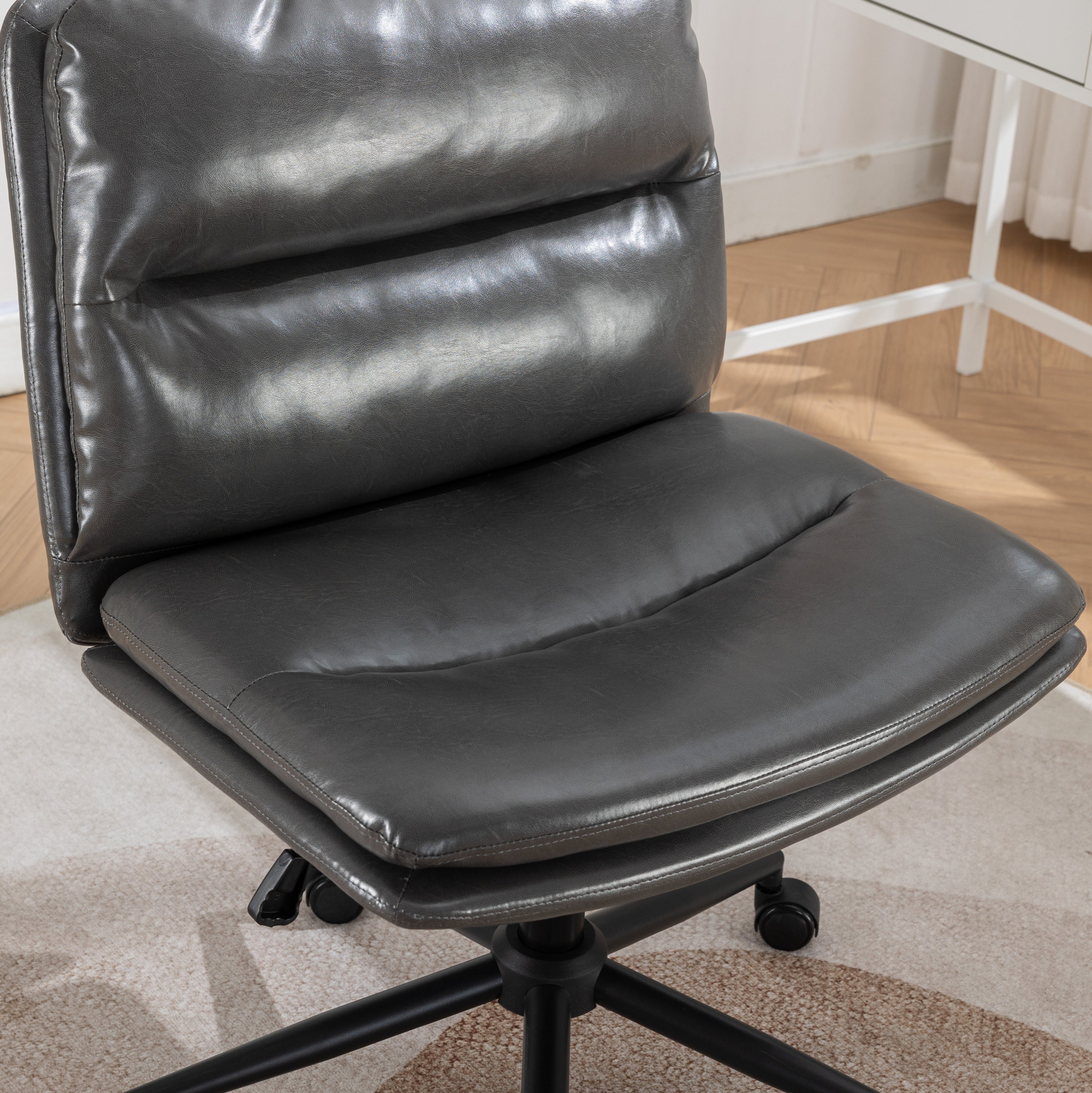 Bizerte Adjustable Swivel Criss-Cross Chair, Wide Seat/ Office Chair /Vanity Chair, Gray | Premium Home Decor - Grand Goldman