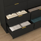 8 Drawers Dresser for Bedroom, Wood Bedroom Dresser Modern Drawer Chest, 8 Chest of Drawer, Tall Dresser for Closet, Dressers Organizer for Living Room, Closet, Hallway Black - Grand Goldman Shop