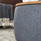 Round Storage Ottoman, 2 in 1 Function, Work as End table and Ottoman, Dark Grey (25.5'x25.5'x14.5') - Grand Goldman Shop