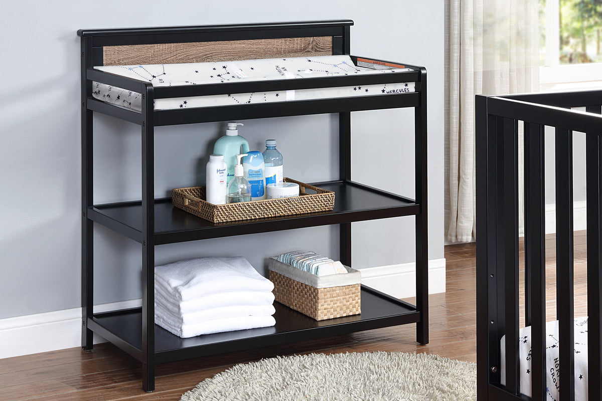 Connelly Changing Table Black/Vintage Walnut | Premium Home Decor - Grand Goldman