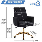 Ergonomic Mid-Back Office Chair with Striped Fabric, Black Corduroy, Gold Base, 25.2 x 24.0 x 41.9 inches - Grand Goldman
