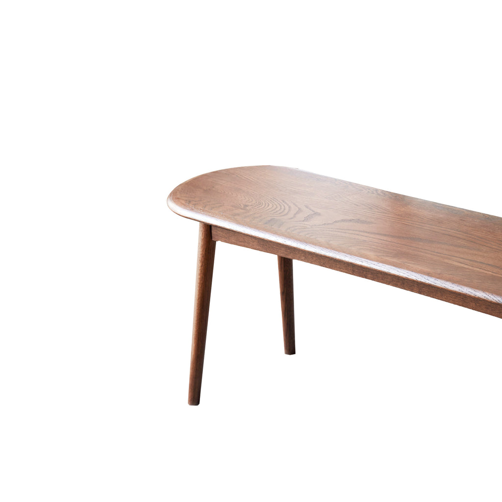 Natural Oak Wood Dining Bench Table Bench with Half-Round Design in Walnut Finish - Grand Goldman Shop