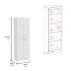 Multistorage Pantry Cabinet, Five Shelves, Double Door Cabinet -White - Grand Goldman