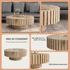 Modern minimalist circular coffee table 31.4'' with natural wood texture, stable and durable, enhancing spatial aesthetics suitable for living rooms, study rooms and offices. - Grand Goldman Shop