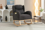 049-Teddy Fabric Rocking Chair With Packet Wood Legs,Dark Gray - Grand Goldman Shop