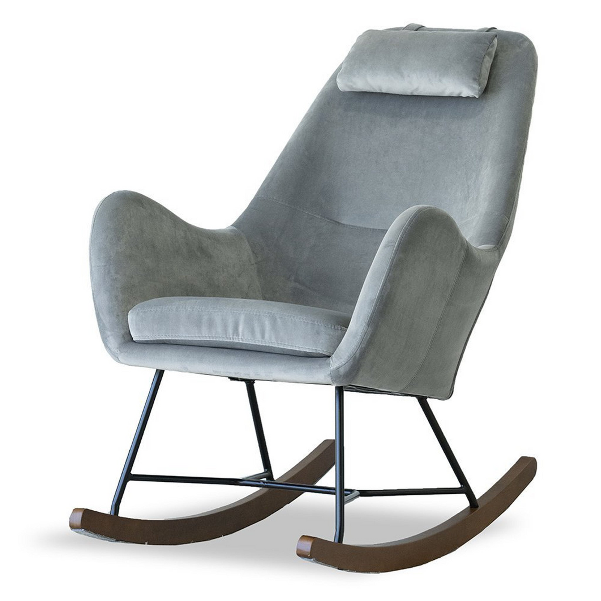 Chelsea Grey Velvet Rocking Chair, Comfort and Style for Home, Light Gray, Velvet, 38.5'H x 27.5'W x 36'D for Living Room Bedroom Waiting Room - Grand Goldman Shop