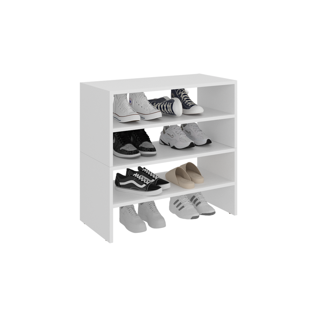 FM FURNITURE Berlin Shoe Rack with Open Shelves,  Ideal for Modern Home Spaces, White - Grand Goldman Shop