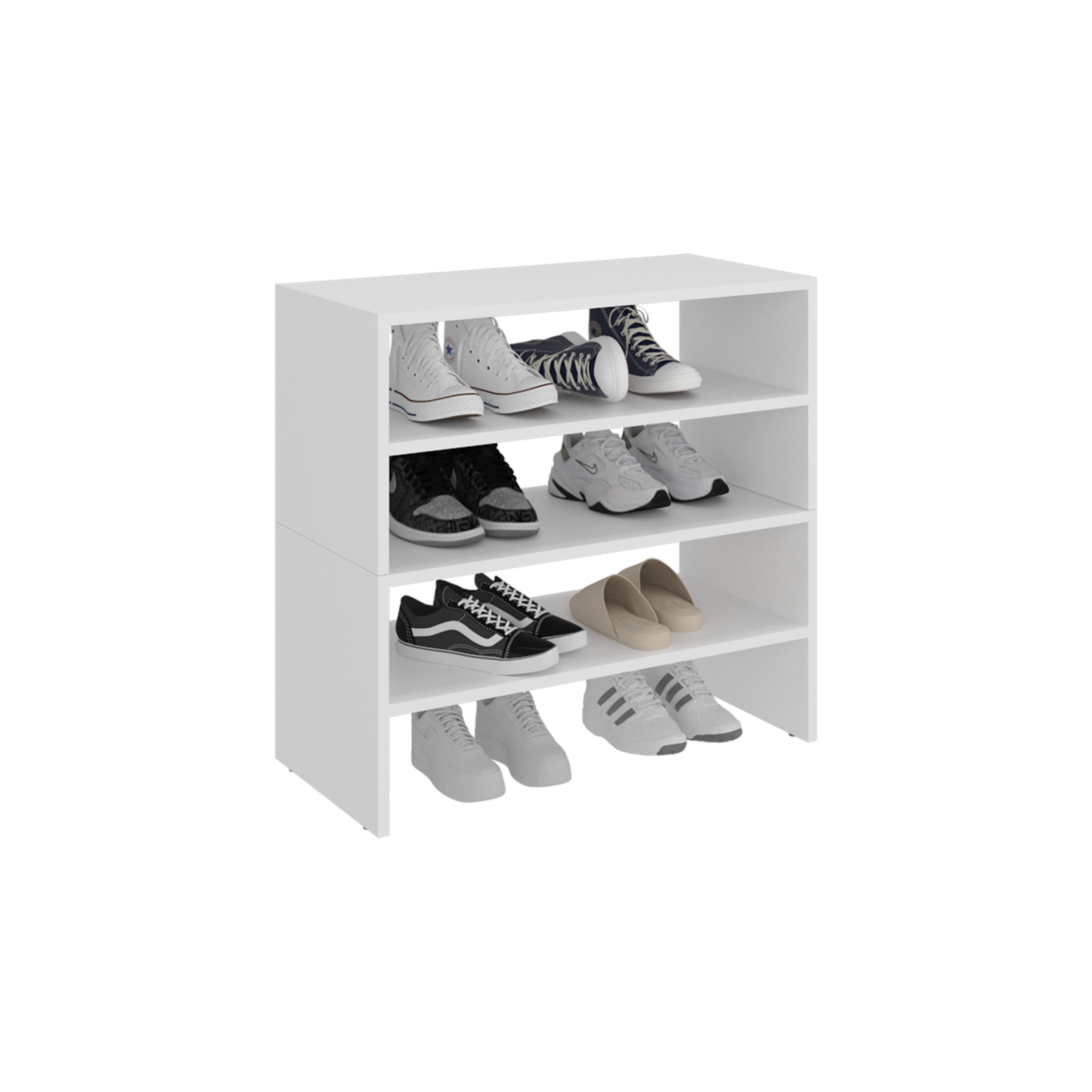 FM FURNITURE Berlin Shoe Rack with Open Shelves,  Ideal for Modern Home Spaces, White - Grand Goldman Shop