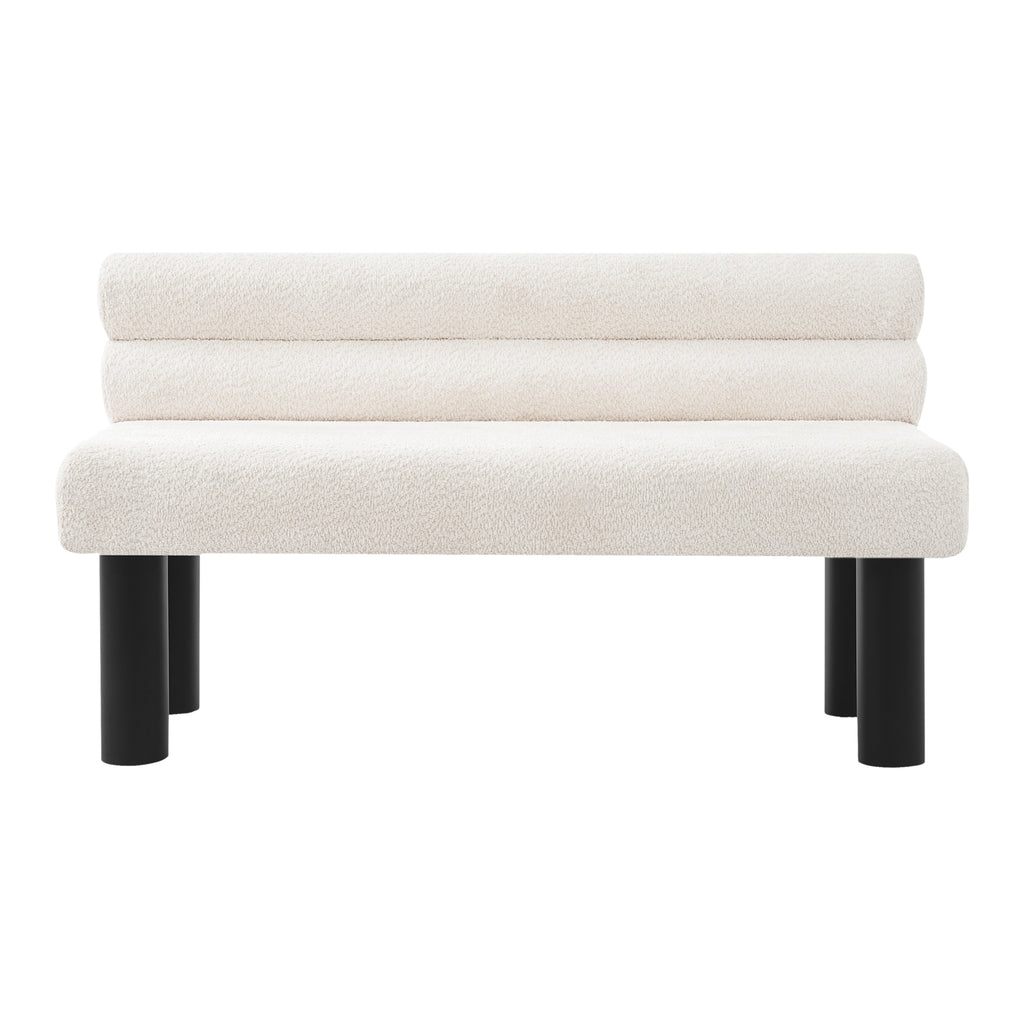 Upholstered Dining Bench, End of Bed, Entryway Bench, Ottoman for Dining Room, Bedroom, Living Room, Rubber Wood Leg 300 LBS Support, Beige - Grand Goldman Shop