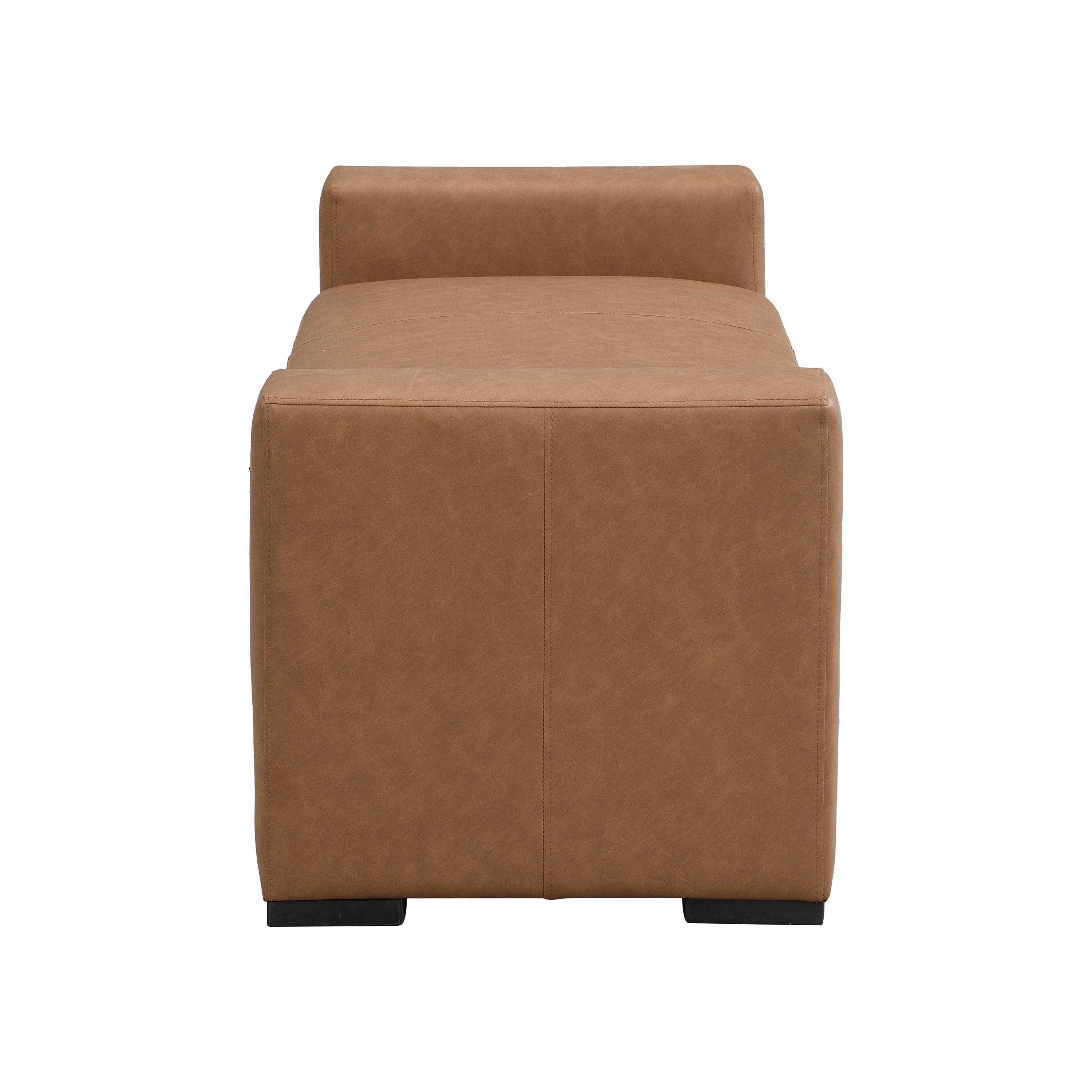Stylish and Durable Brown Faux Leather Ottoman - Grand Goldman Shop