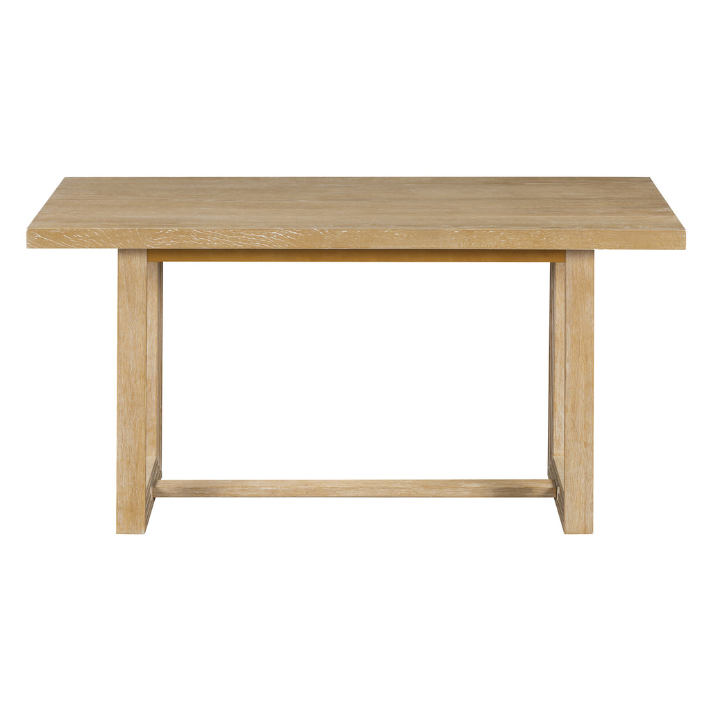 TREXM 6-Piece Retro Dining Table Set for 6, 60' Wood Kitchen Table and Chairs Set of 4 with Bench Designed Trestle Base for kitchen & Dining Room (Natural) - Grand Goldman Shop