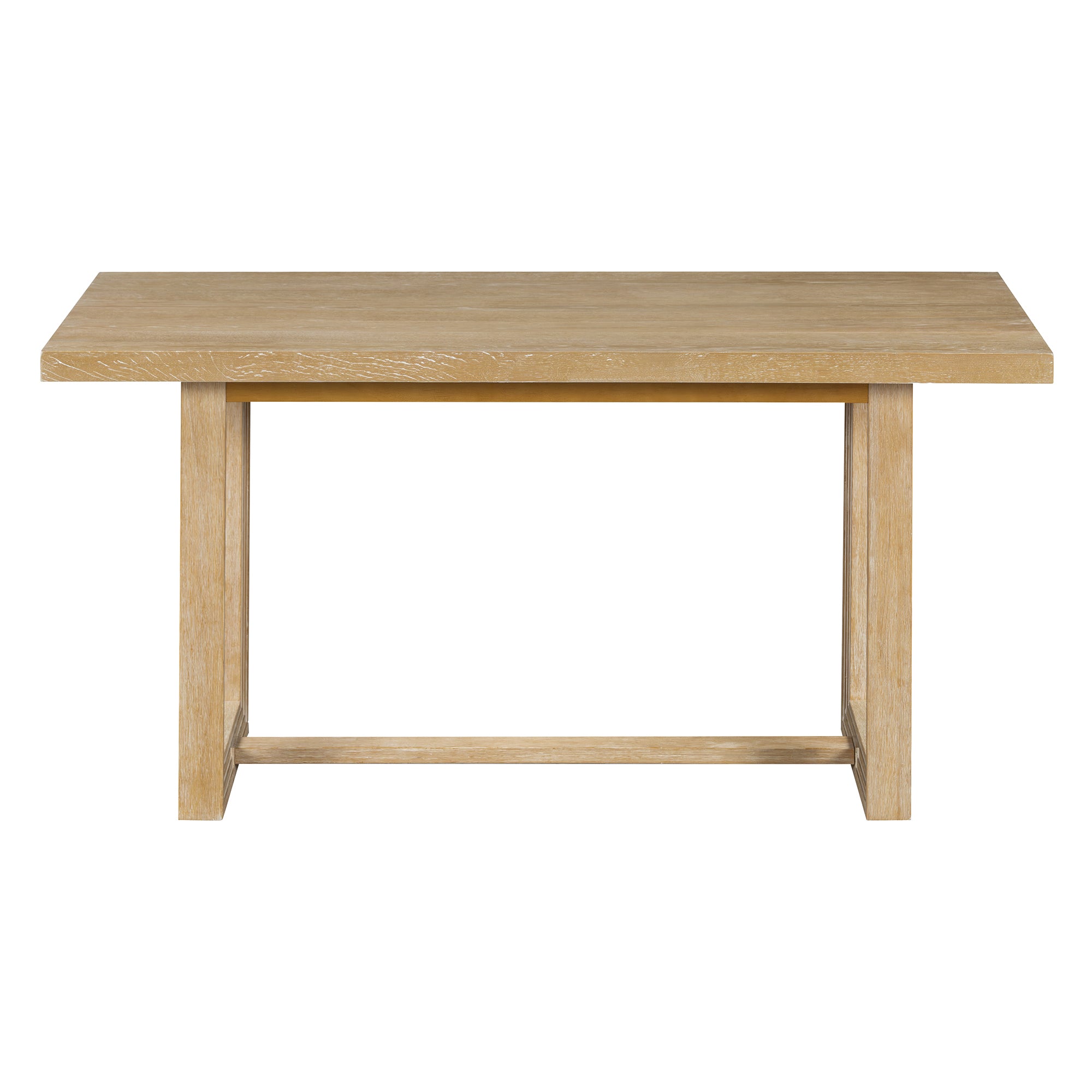 TREXM 6-Piece Retro Dining Table Set for 6, 60' Wood Kitchen Table and Chairs Set of 4 with Bench Designed Trestle Base for kitchen & Dining Room (Natural) - Grand Goldman Shop