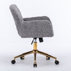 A&A Furniture Gray Adjustable Desk Chair with Artificial Rabbit Hair and Golden Metal Base - Shop Quality Furniture at Grand 