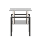 Modern Tempered Glass Tea Table Coffee Table End Table, Black, Square, 1-Piece for Living Room - Grand Goldman Shop