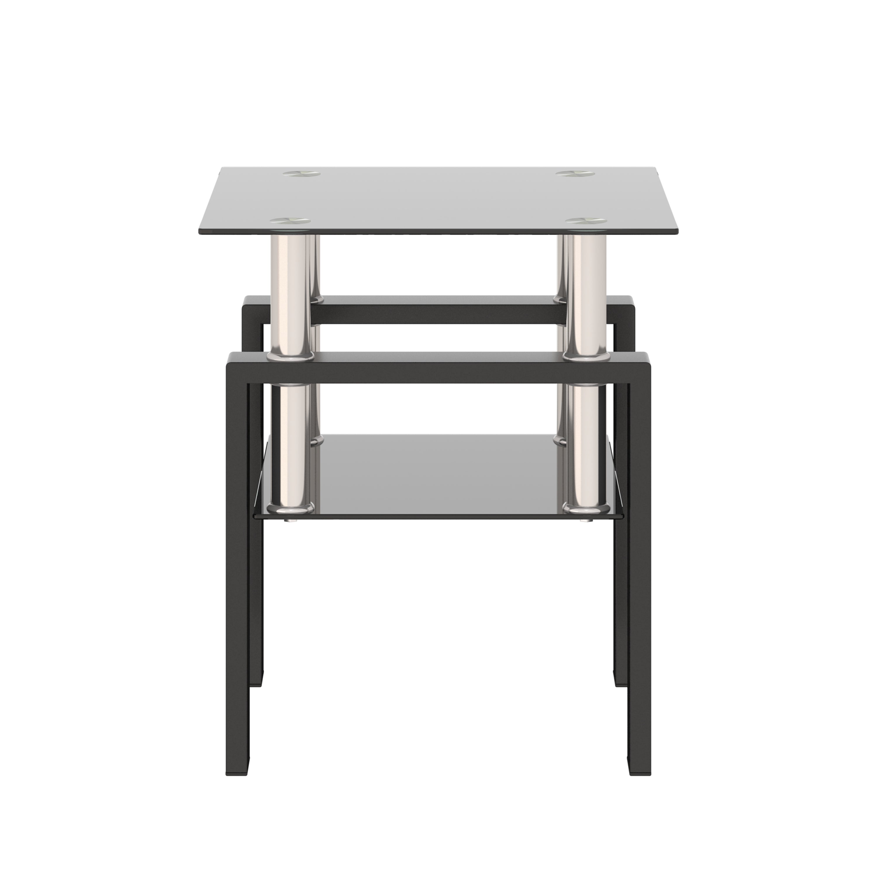 Modern Tempered Glass Tea Table Coffee Table End Table, Black, Square, 1-Piece for Living Room - Grand Goldman Shop