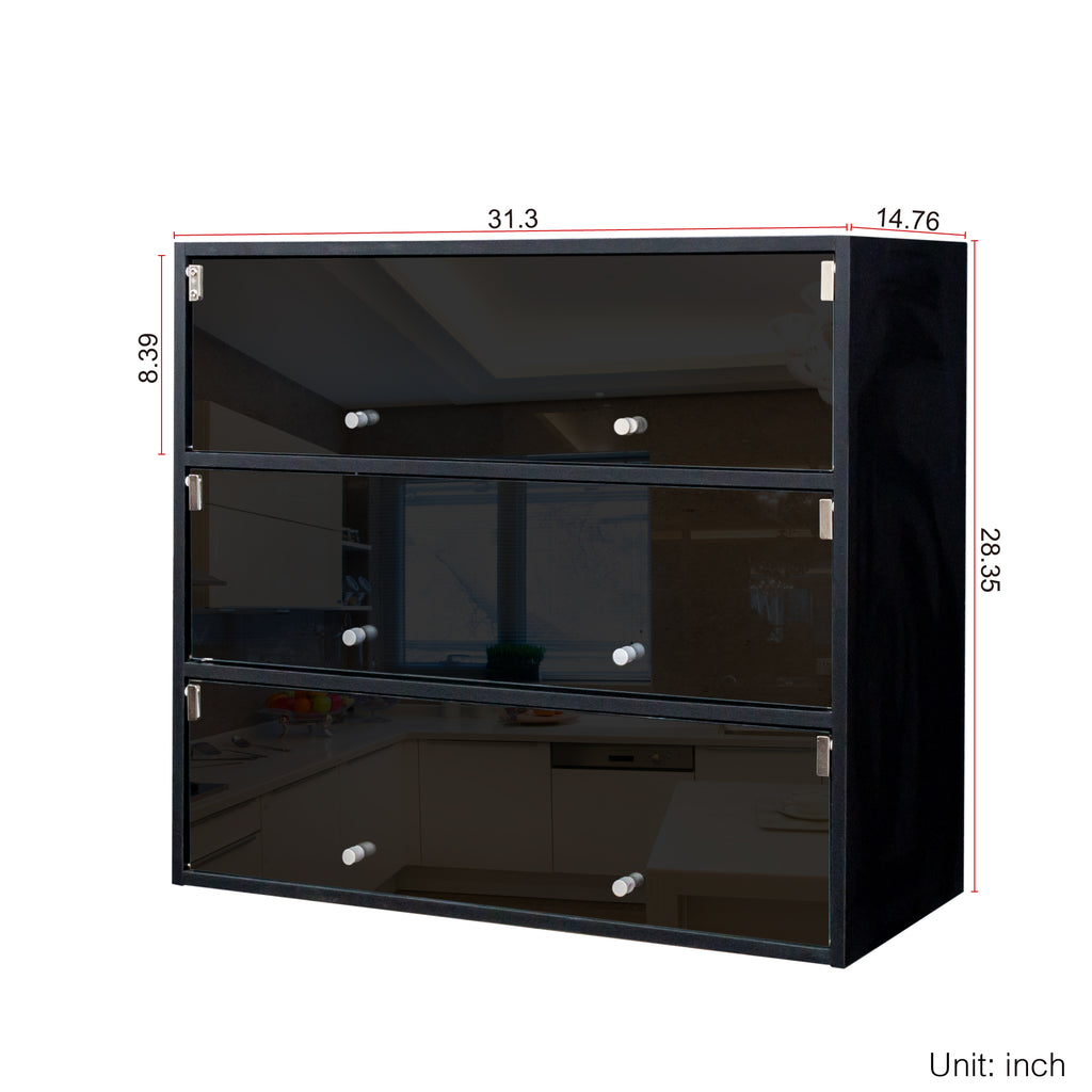 Black Glass Door Shoe Box Shoe Storage Cabinet  With RGB Led Light - Grand Goldman Shop