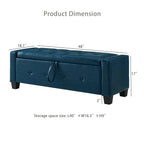 48' Ottoman Bench with Storage, Bench for Bedroom,Living Room,Hallway, Upholstered Tufted Faux Leather PU Ottoman Blue - Grand Goldman Shop