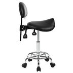 Saddle Stool with Back Support, Rolling Stools with Foot Rest, Ergonomic Adjustable Stool with Wheels, Backrest Adjustable Height & Angle for Salon Spa Tattoo Massage Swivel Stool Chair.(N753P243053B) - Grand Goldman Shop