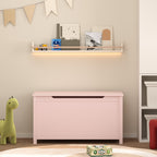Kids Wooden Toy Box Storage with Safety Hinged Lid for Ages 2+ (Pink) - Grand Goldman