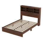 4PCS Bedroom Sets, Wooden Queen Size Bed Frame with Storage Headboard and Charging Station, 2 Nightstands with 2 Drawers, 1 Dresser with 5 Drawers, Walnut(old SKU HL000102AAD) - Grand Goldman Shop
