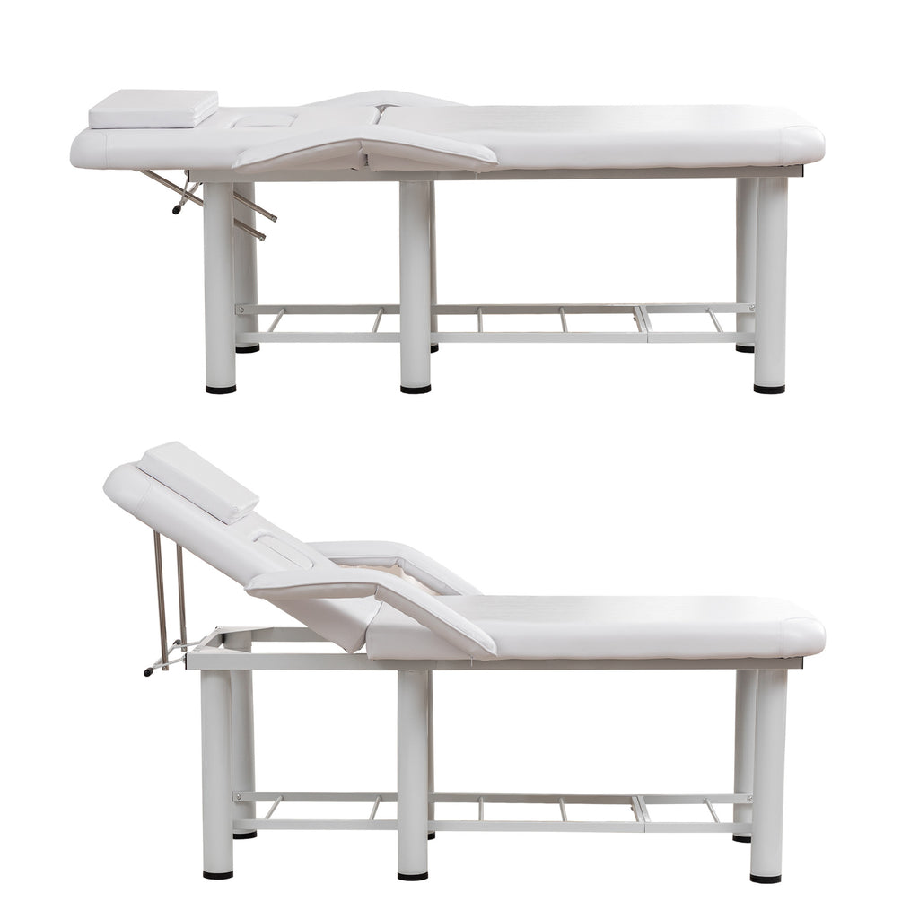 Professional Beauty Bed with Removable Headrest & Breast Cushions, Armrests and Storage Shelf for Full Body Massage, Facial, 