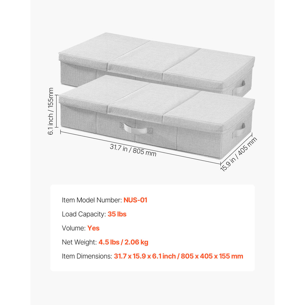 Under Bed Storage 48L Foldable Underbed Box for Household Organization 2 Pack - Grand Goldman Shop