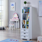 Kids Funnel White Bookcase Book Shelf Storage Unit with Book Display/Organizer Drawers - Classic White Color - Grand Goldman