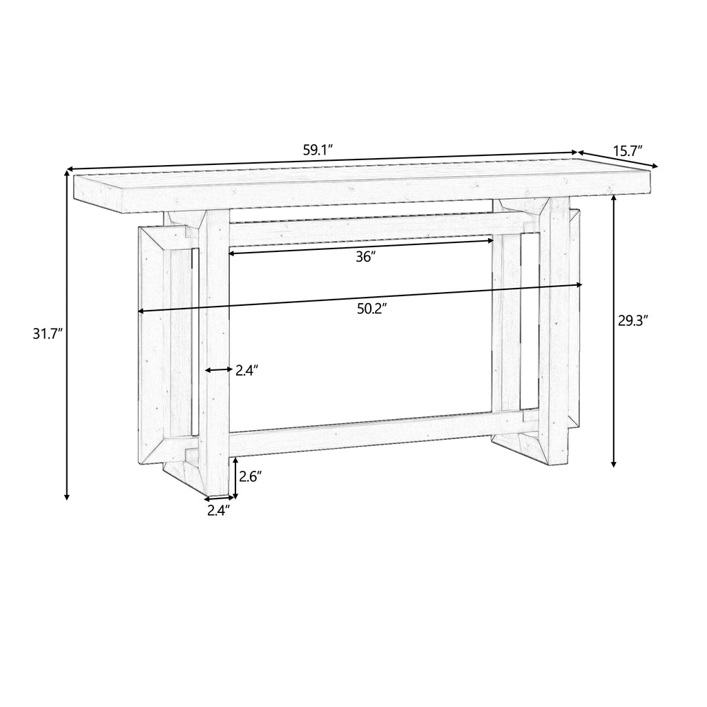 U_STYLE 59.1'' Painted Entryway Table with Pine Veneer,Unique Triple Rectangle Design Console Table with Thick Pine Wood Legs,Extra Long Sofa Table Versatile for Hallway, Living Room,Kitchen - Grand Goldman Shop