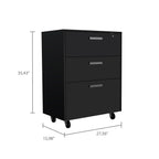 Storage Cabinet - Superior Top, Drawer Base Cabinet, Three Drawers, Four Casters -Black - Grand Goldman