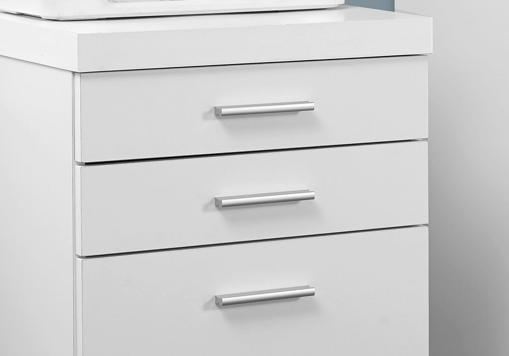 File Cabinet, Rolling Mobile, Storage Drawers, Printer Stand, Office, Work, White Laminate, Contemporary, Modern - Grand Gold