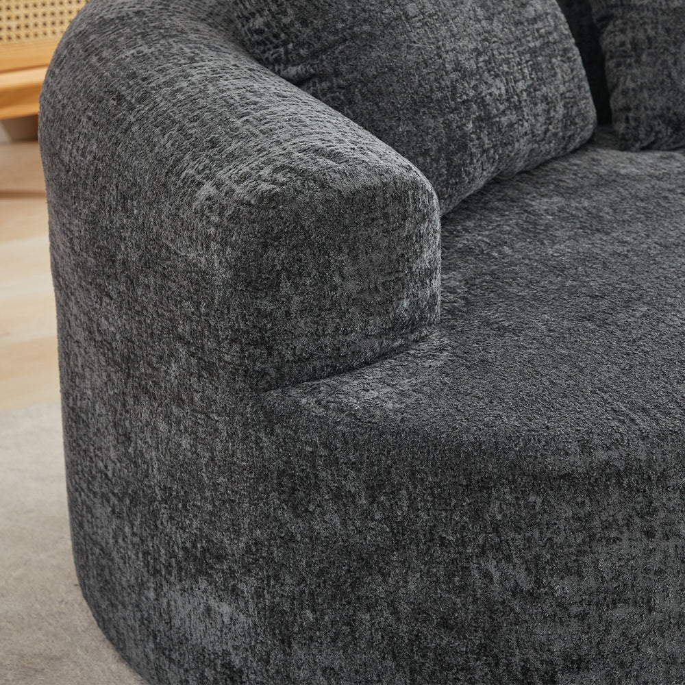 Curved Loveseat, Small Chenille Sofa with 3 Pillows, Deep Seat Couch for Apartment, Living Room, No Assembly Needed - Grand Goldman Shop
